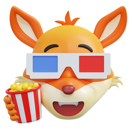 Renard regardant un film émoticône  3D Icon