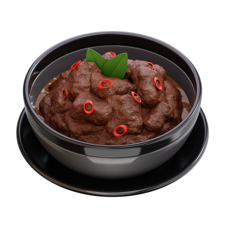 Rendang, indonesischer würziger Rindfleischeintopf  3D Icon