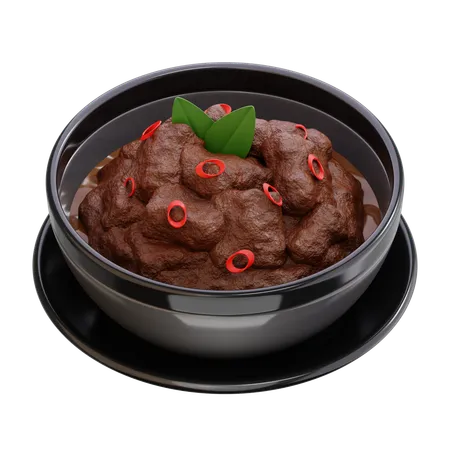 Rendang, indonesischer würziger Rindfleischeintopf  3D Icon