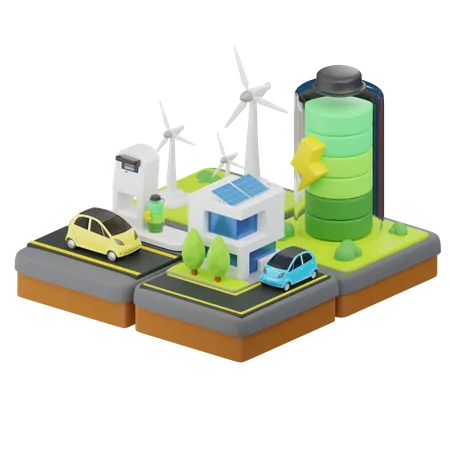 Renewable Energy  3D Illustration