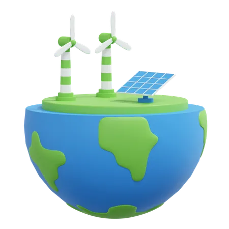 Global Renewable Energy Power Plant 3 D Icon Environment Friendly Illustration 3D Icon