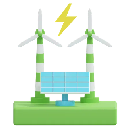 Renewable Energy Power Plant  3D Icon