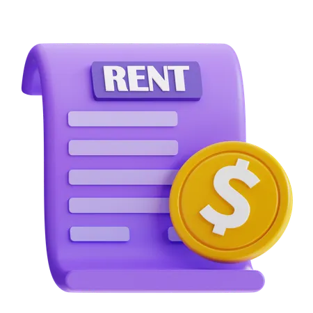 3 D Rendering Rent Bill Payment Icon 3D Icon