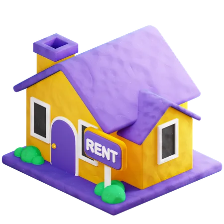 Rent House For Real Estate 3D Icon
