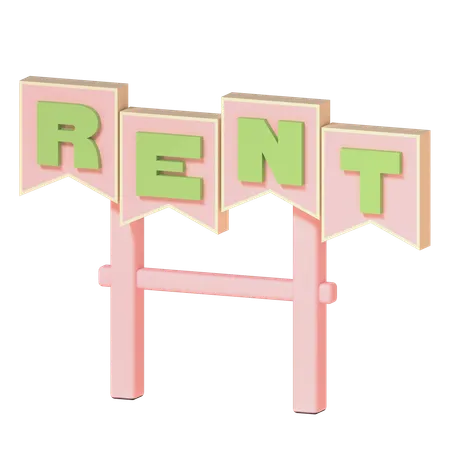 Rent Sign Illustration In 3 D Design 3D Icon