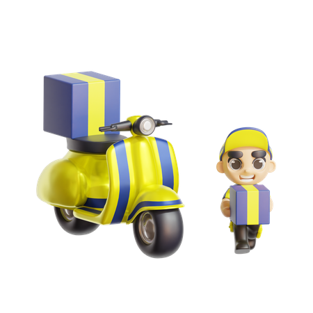 Repartidor con Vespa  3D Illustration