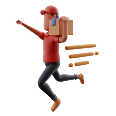 Repartidor corriendo rápido para una entrega rápida  3D Icon