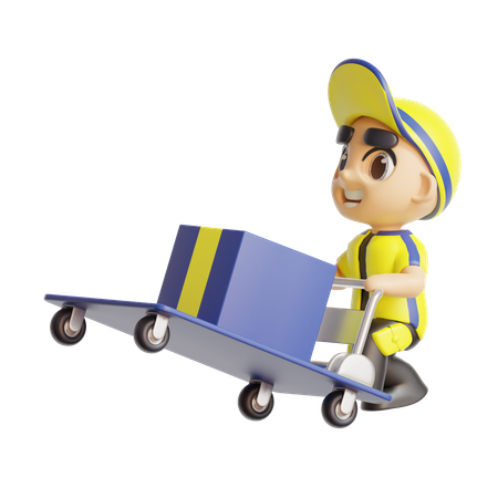Repartidor empujando carro  3D Icon