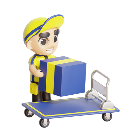 Repartidor empujando el carro  3D Icon