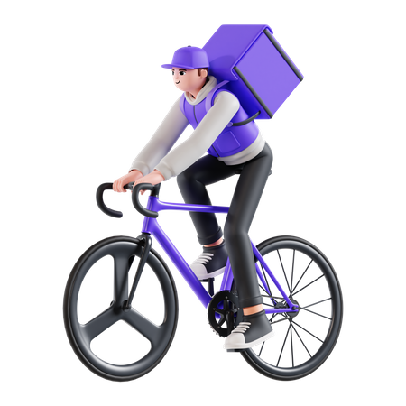 Repartidor andando en bicicleta  3D Illustration