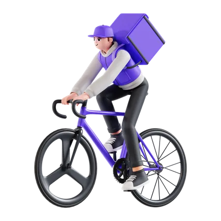 Repartidor andando en bicicleta  3D Illustration