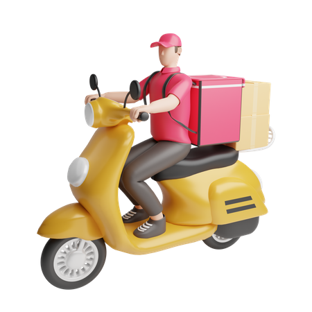 Repartidor en scooter  3D Illustration
