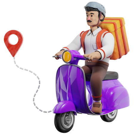 Repartidor en scooter para hacer entregas  3D Illustration