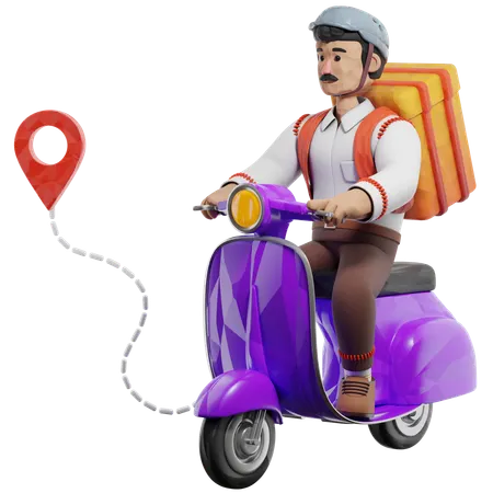 Repartidor en scooter para hacer entregas  3D Illustration