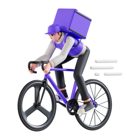 Repartidor montando bicicleta  3D Illustration