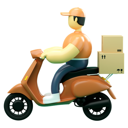 Repartidor montando scooter  3D Illustration