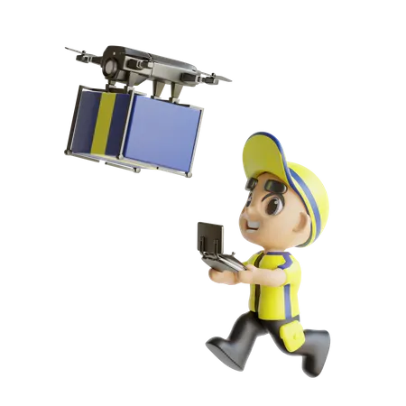 Repartidor operando drone  3D Illustration