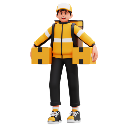 Repartidor que lleva una caja de embalaje de comida  3D Icon