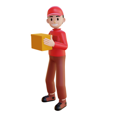 Repartidor sosteniendo el paquete  3D Icon