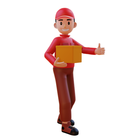 Repartidor sosteniendo el paquete  3D Icon