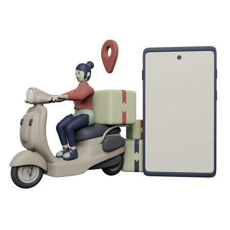 Repartidora en scooter  3D Illustration