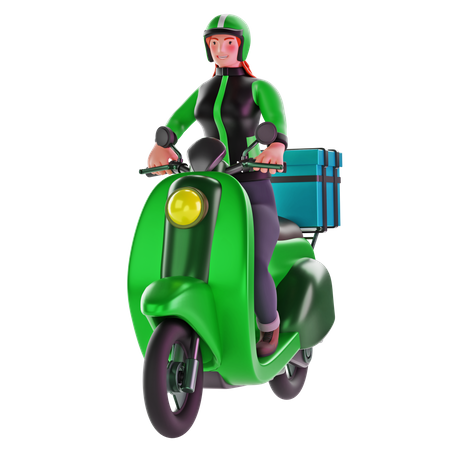 Repartidora en moto  3D Illustration