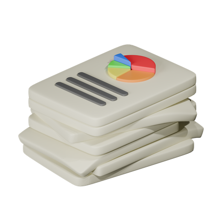 Report Paper Pile  3D Icon