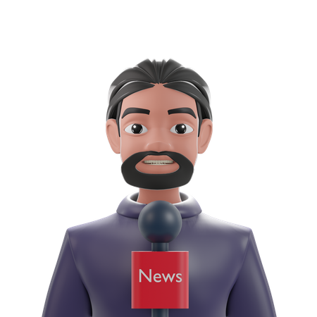 Reportero de noticias masculino  3D Icon
