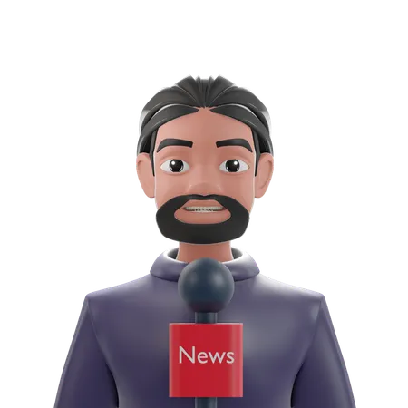 Reportero de noticias masculino  3D Icon