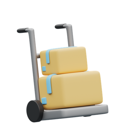 Objeto 3d Representación de la caja de entrega en el icono del carrito de entrega aislado.entrega, concepto de envío.  3D Illustration