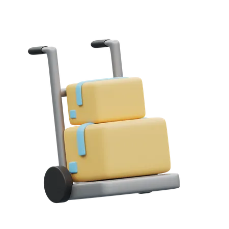 Objeto 3d Representación de la caja de entrega en el icono del carrito de entrega aislado.entrega, concepto de envío.  3D Illustration