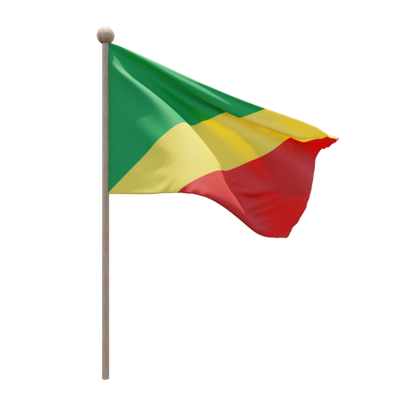 Republic of Congo Flag Pole  3D Illustration