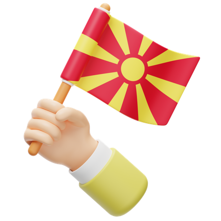 Republic of macedonia flag in hand  3D Icon