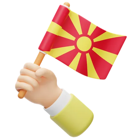 Republic of macedonia flag in hand  3D Icon