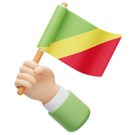 Republic of the congo flag in hand  3D Icon