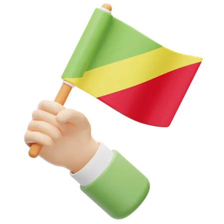 Republic of the congo flag in hand  3D Icon