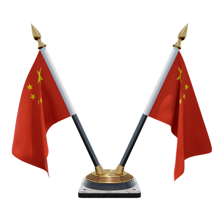 Soporte para bandera de escritorio doble (V) de la República Popular China  3D Icon