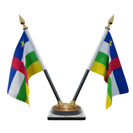 Porte-drapeau double bureau république centrafricaine  3D Flag