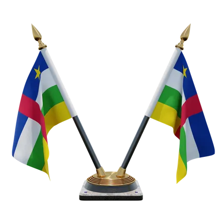 Support de drapeau de bureau double (V) République centrafricaine  3D Icon