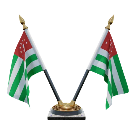 Porte-drapeau de bureau double (V) de la République d'Abkhazie  3D Icon