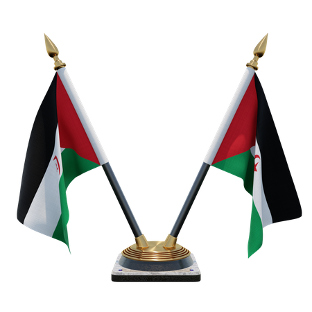 Support de drapeau de bureau double (V) de la République arabe sahraouie démocratique  3D Icon