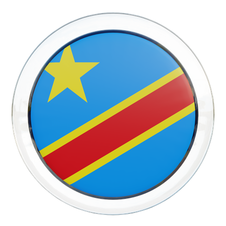 Drapeau rond de la République démocratique du Congo  3D Icon