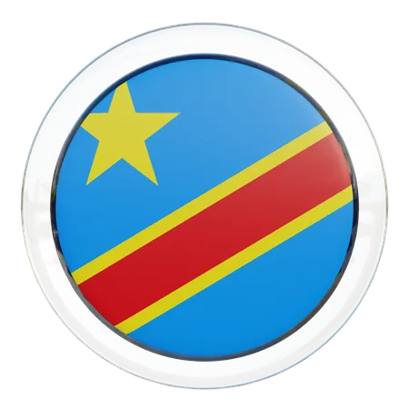 Drapeau rond de la République démocratique du Congo  3D Icon