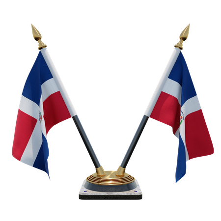 Support de drapeau de bureau double République Dominicaine  3D Flag