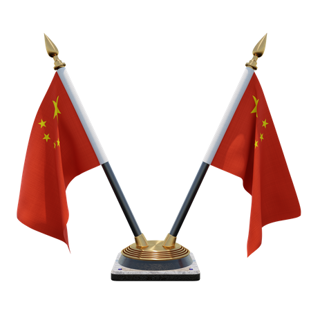 République populaire de Chine porte-drapeau à double bureau  3D Flag