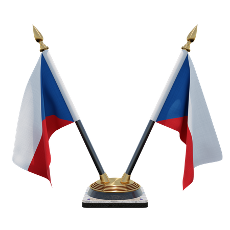 Support de drapeau de bureau double République tchèque  3D Flag