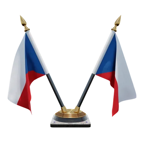 Support de drapeau de bureau double République tchèque  3D Flag