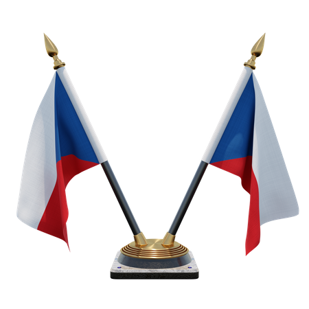 Support de drapeau de bureau double (V) République tchèque  3D Icon