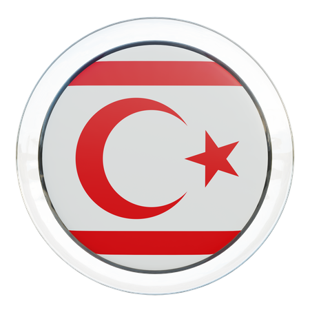 Drapeau rond de la République turque de Chypre du Nord  3D Icon