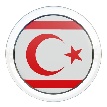 Drapeau rond de la République turque de Chypre du Nord  3D Icon